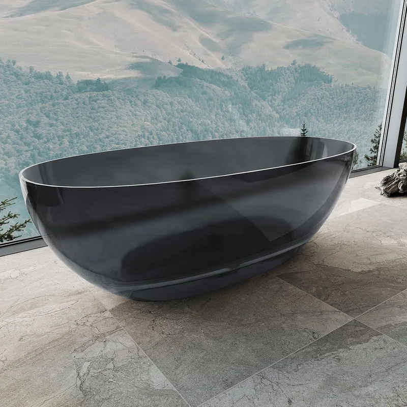 Акриловая ванна Vincea VBT-6T01B 170x75 см, отдельностоящая, черная, овальная, с донным клапаном Sancos — официальный сайт
