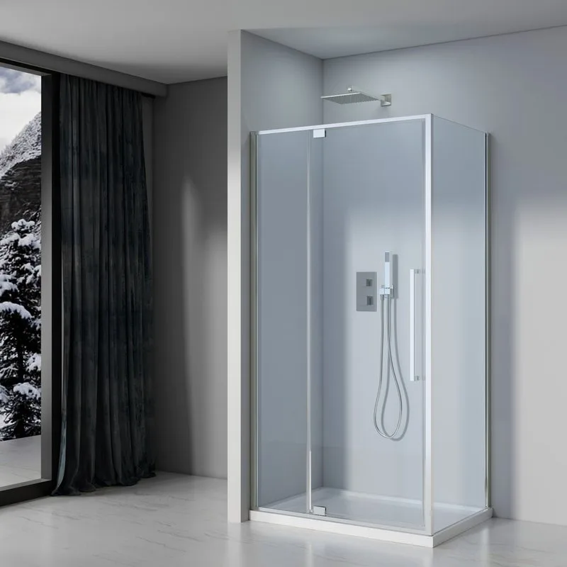 Душевой уголок Black&White Stellar Wind S818 CC 100х80, профиль хром, стекло прозрачное Sancos — официальный сайт