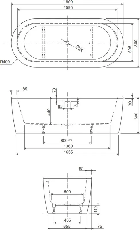 Акриловая ванна Cezares Slim SLIM CENTRAL-180-80-60-NERO-SET 180x80 см, отдельностоящая, черная мато Sancos — официальный сайт
