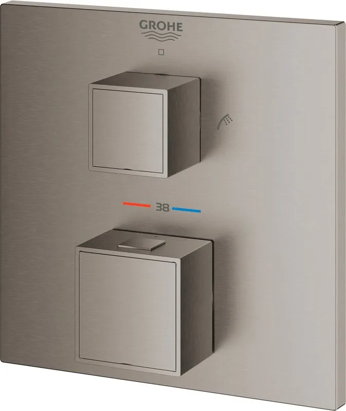 Термостатический смеситель встраиваемый Grohe Grohtherm Cube 24155AL0 для ванны с душем, темный граф Sancos — официальный сайт