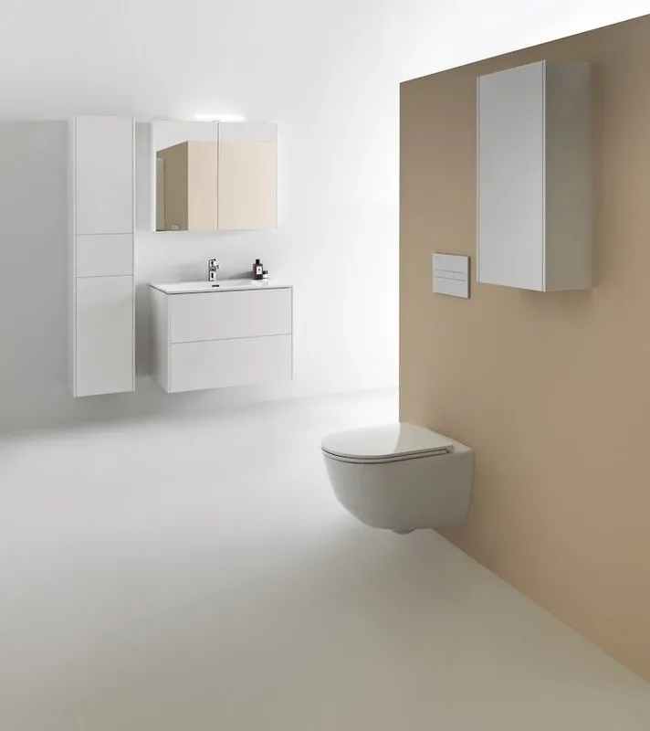 Зеркало-шкаф Laufen Base 80 белое глянцевое Sancos — официальный сайт
