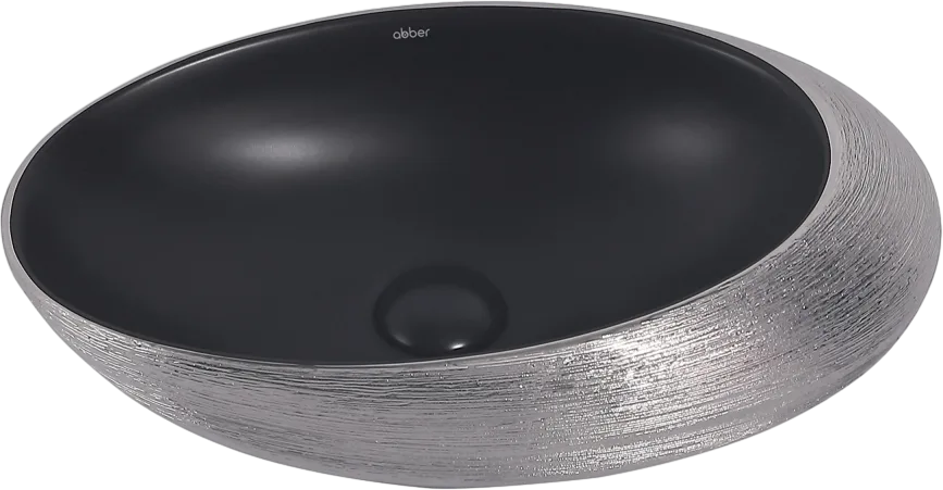 Накладная раковина Abber Bequem AC2107BS матовая черная с серебром Sancos — официальный сайт