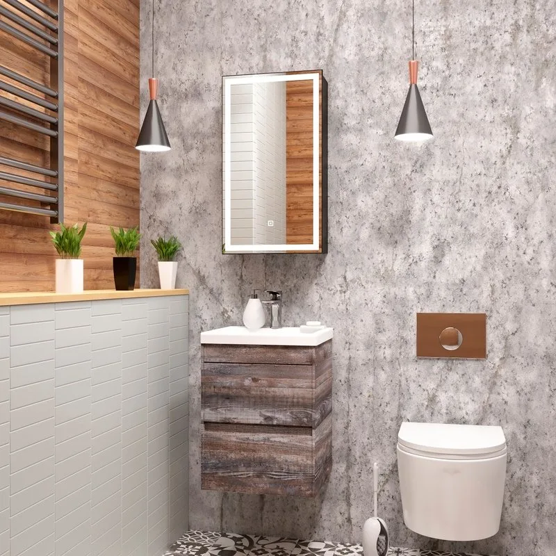 Зеркало-шкаф Art&Max Techno 35 L с подсветкой, черное Sancos — официальный сайт