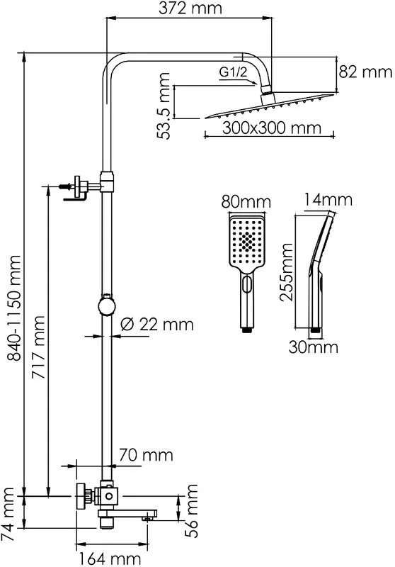 Душевая стойка Wasserkraft Aisch A199.260.201.BG Thermo, с термостатом, золото Sancos — официальный сайт