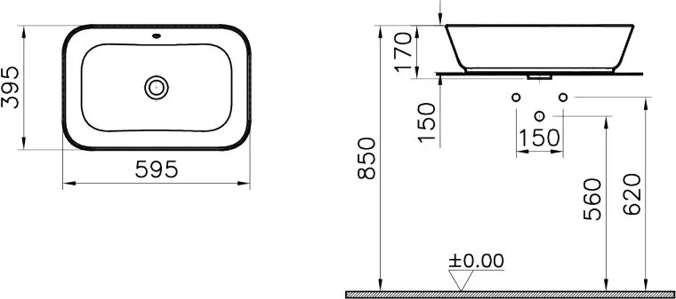 Накладная раковина VitrA Geo 7425B003-0012 Sancos — официальный сайт