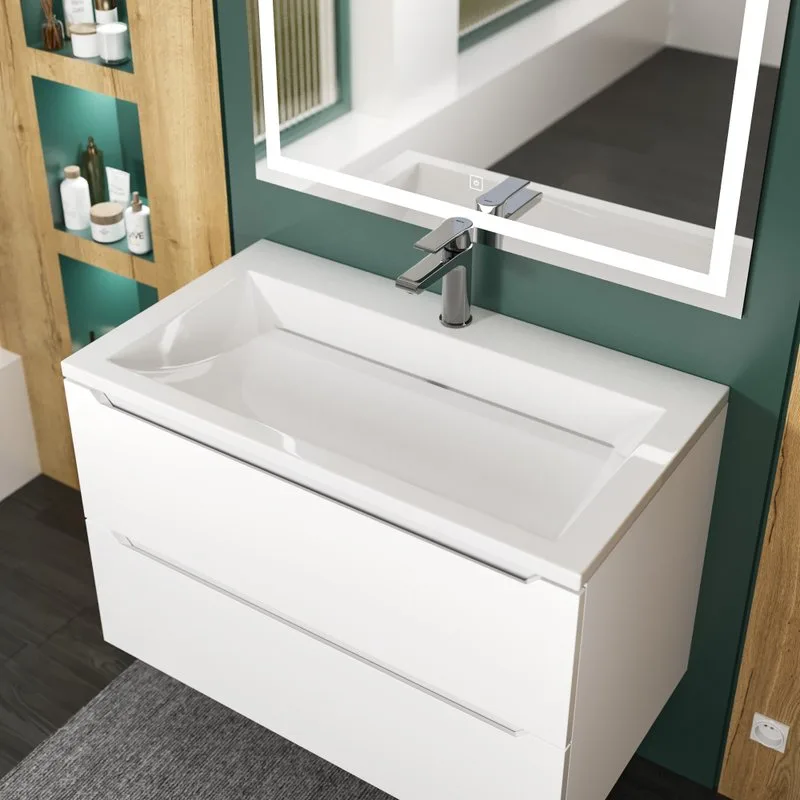 Мебельная раковина Uperwood Infinity 80 глянцевая белая Sancos — официальный сайт