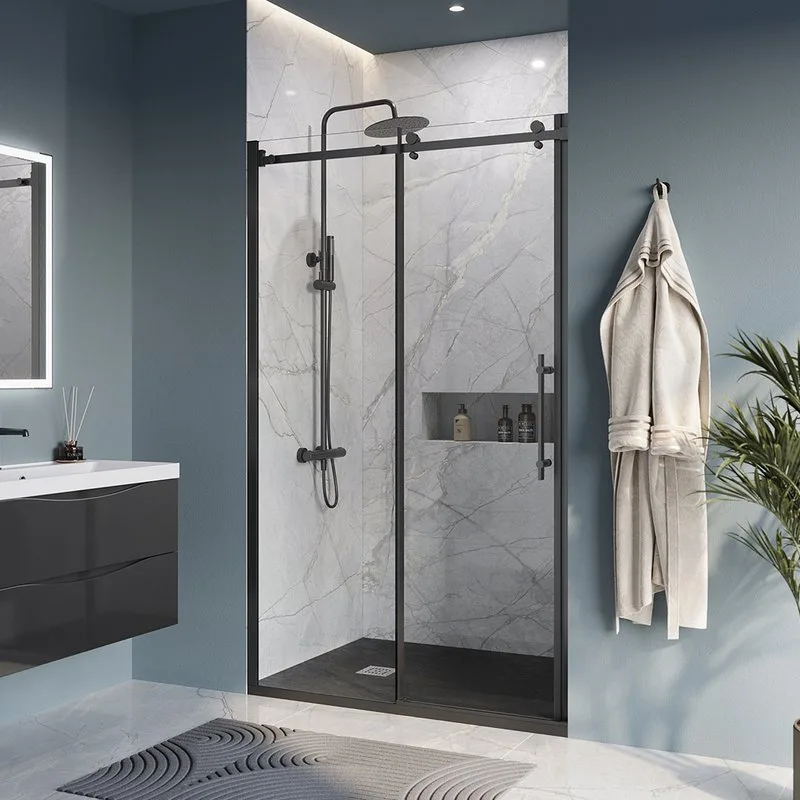 Душевая дверь в нишу BelBagno Marino -BF-1-120-C-NERO профиль черный матовый Sancos — официальный сайт