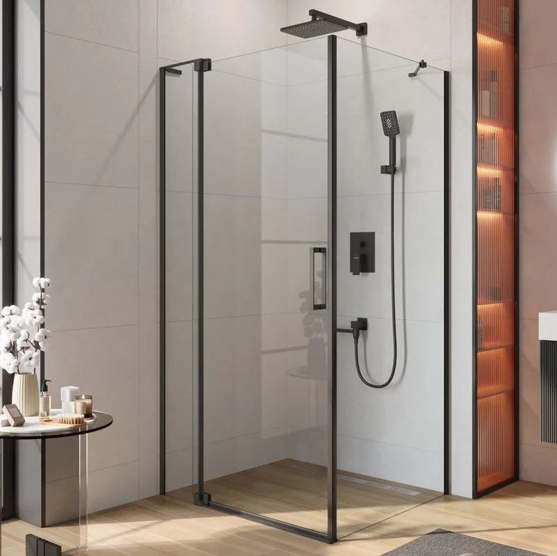 Душевой уголок Cezares Slider AH 1 90-100/110 C Nero профиль черный, стекло прозрачное Sancos — официальный сайт