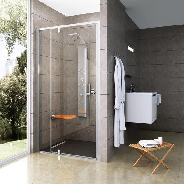 Душевая дверь в нишу Ravak Pivot PDOP2-100 Transparent, профиль сатин Sancos — официальный сайт