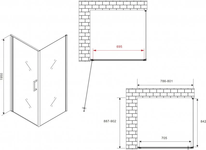 Душевой уголок Abber Sonnenstrand AG04080B-S90B 90x80, профиль черный, стекло прозрачное Sancos — официальный сайт