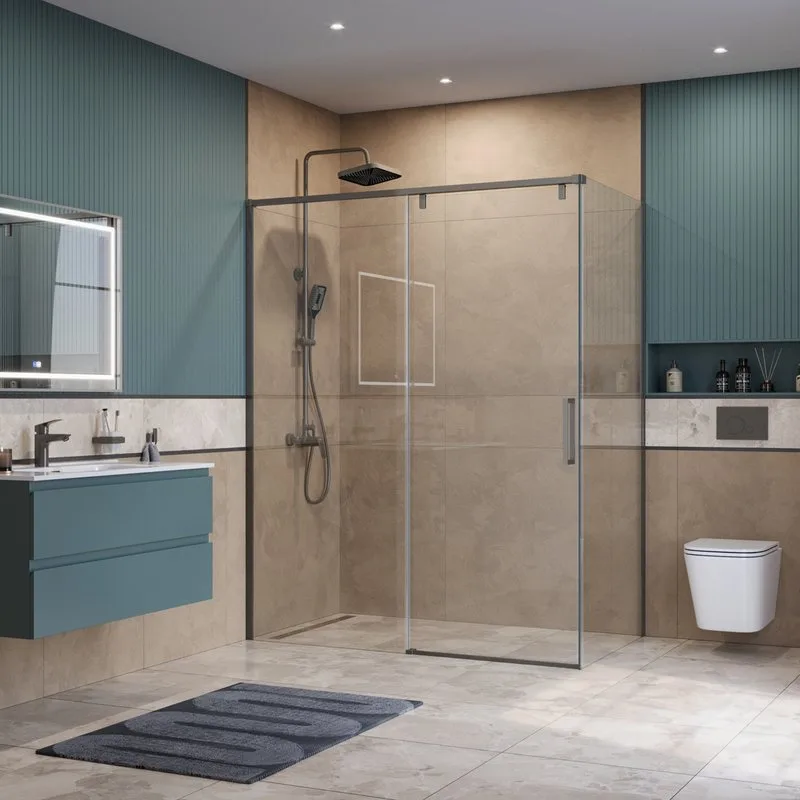 Душевой уголок BelBagno Soft Close-1 AH-1-160/90-C-GM профиль оружейная сталь Sancos — официальный сайт