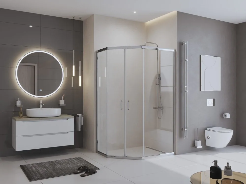 Душевой уголок BelBagno Uno 195 PH 2 120/90  C Cr стекло прозрачное Sancos — официальный сайт