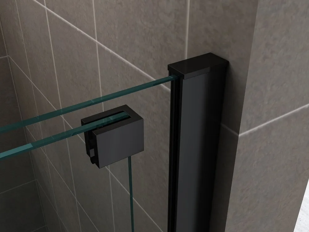 Душевая перегородка Abber Komfort AG09100B 100 см, профиль черный, стекло прозрачное Sancos — официальный сайт
