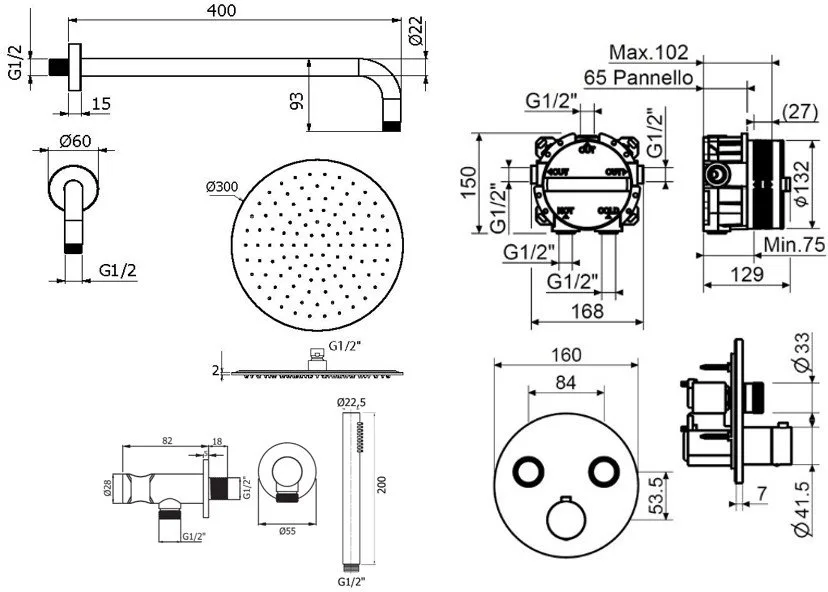 Душевой комплект Plumberia Selection PSBOX KITPSB02CRKING, С ВНУТРЕННЕЙ ЧАСТЬЮ, хром Sancos — официальный сайт