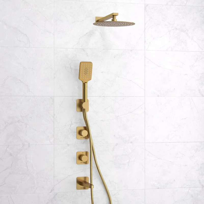 Душевой комплект Wasserkraft Schunter A8251.307.308.180.259.285.194.201, С ВНУТРЕННЕЙ ЧАСТЬЮ, золото Sancos — официальный сайт