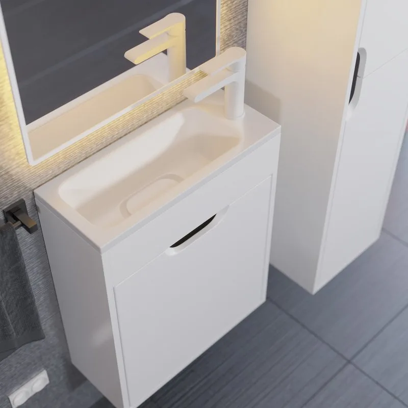 Тумба под раковину без столешницы Uperwood Modul 50 подвесная, 1 дверца, матовая белая, графит Sancos — официальный сайт