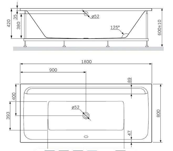 Акриловая ванна AM.PM Inspire V2.0 W52A-180-080W-A без опоры 180x80 см, пристенная, белая Sancos — официальный сайт