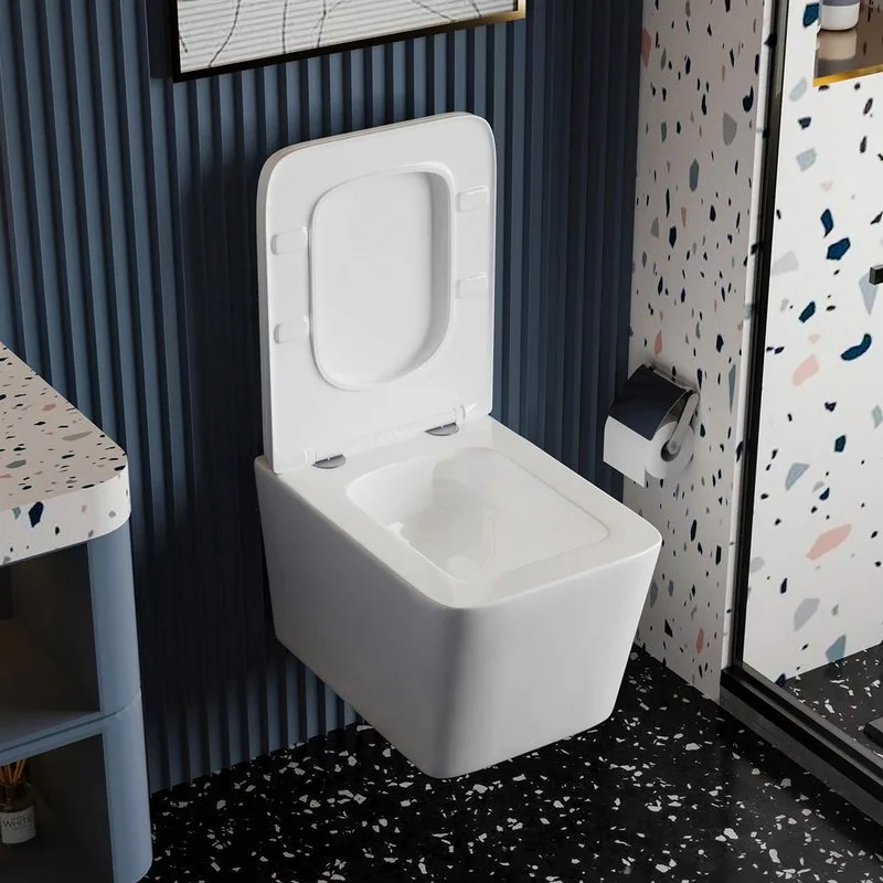 Унитаз подвесной Abber Rechteck AC1201T безободковый, с микролифтом, белый Sancos — официальный сайт