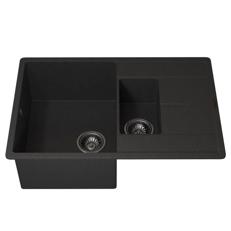Кухонная мойка кварцевая Uperwood Quartz UPD-05-04, прямоугольная двухсекционная, черная Sancos — официальный сайт