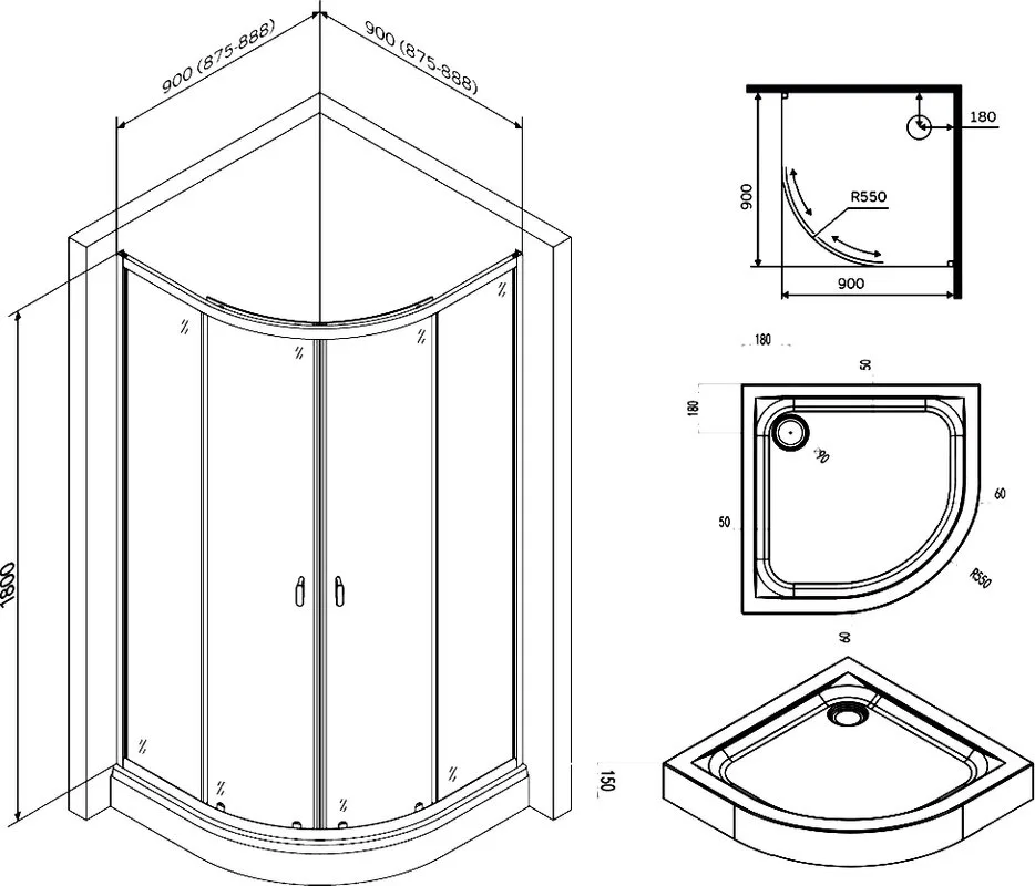 Душевой уголок AM.PM X-Joy Twin Slide W88E-205-090MT64 90x90, с поддоном, профиль матовый хром Sancos — официальный сайт