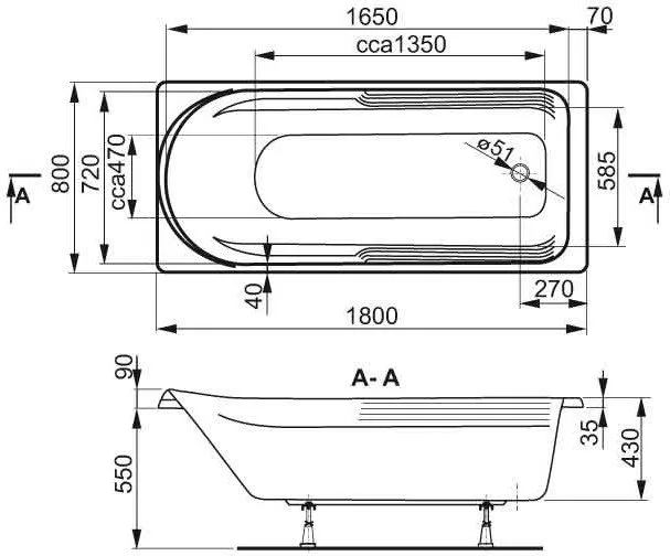 Акриловая ванна Vagnerplast Hera 180x80 см, пристенная, ультрабелая Sancos — официальный сайт