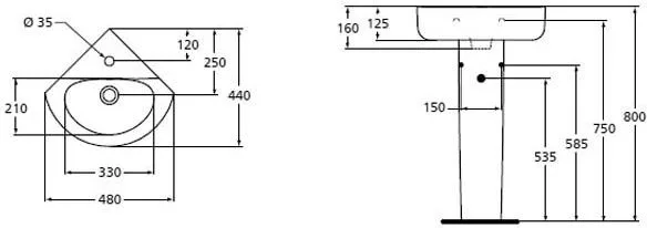 Мебельная раковина Ideal Standard Connect E793101 угловой Sancos — официальный сайт
