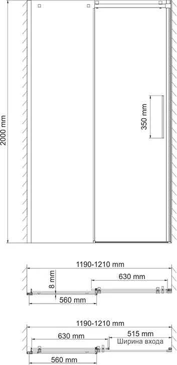 Душевая дверь в нишу Wasserkraft Alme 15R05 120 см Sancos — официальный сайт