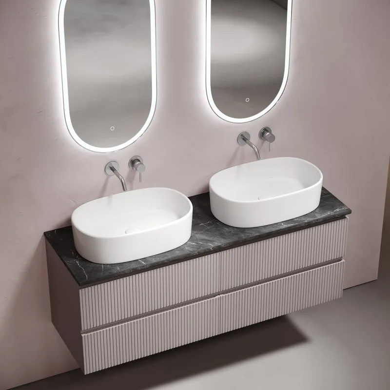 Тумба с раковиной Sancos Snob T 140 doha soft, столешница черный мрамор TT140A1, раковина CN6075 Sancos — официальный сайт