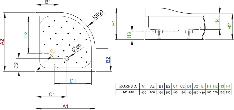 Поддон для душа Radaway Korfu A900 Sancos — официальный сайт