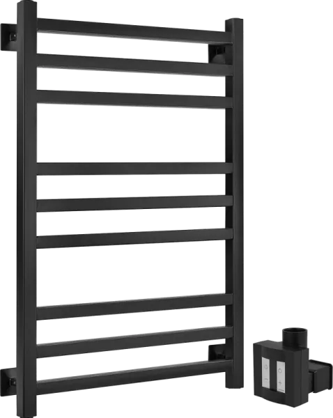 Полотенцесушитель электрический Secado Корато 3 , 80x50 ТЭН квадратный скрытый, черный матовый, L Sancos — Оригинал