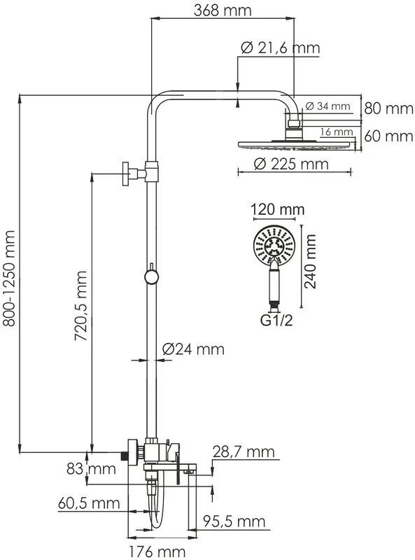 Душевая стойка Wasserkraft Mindel 8500 A185.067.058.WM, белая Sancos — официальный сайт