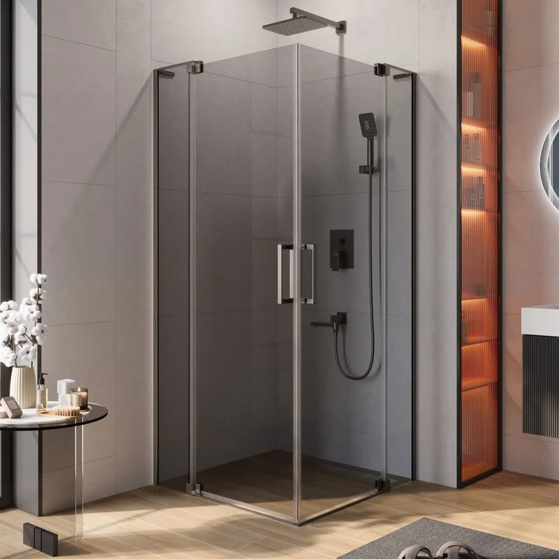 Душевой уголок Cezares Slider AH 2 80/90-100/110 GRIGIO GM профиль оружейная сталь, стекло серое Sancos — официальный сайт
