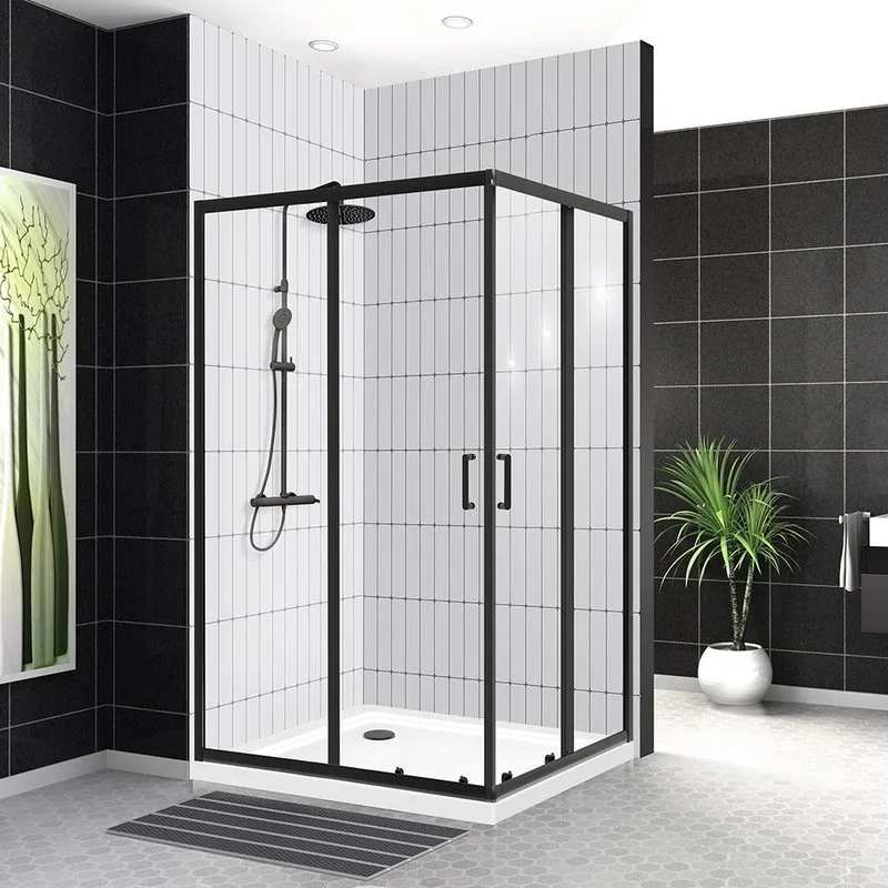 Душевой уголок BelBagno Uno -195 AH 2 100/80 C Nero профиль черный, стекло прозрачное Sancos — официальный сайт
