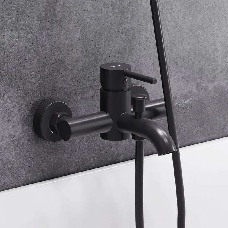 Смеситель для ванны с душем Damixa Scandinavian Pure 361000300, черный Sancos — официальный сайт