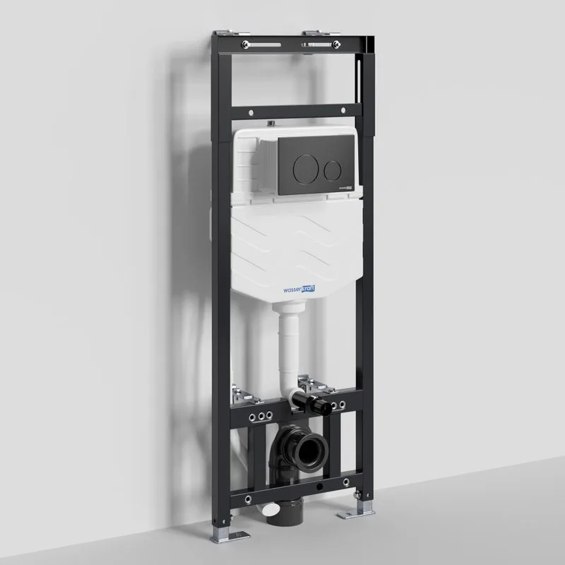 Система инсталляции для унитазов Wasserkraft Alme 15TLT.010.ME.MB02, с кнопкой смыва матовой черной Sancos — официальный сайт