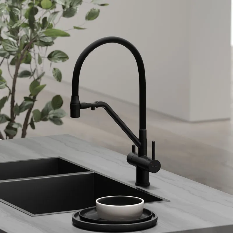 Смеситель для кухни Sancos Dora SC4003MB с гибким изливом, матовый черный Sancos — официальный сайт