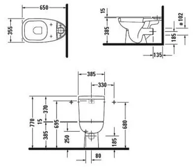 Чаша для унитаза-компакта Duravit D-Code 21110900002 Sancos — Оригинал