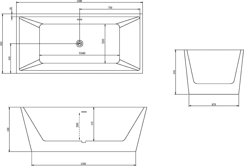 Акриловая ванна Abber AB9224-1.5 150x80 см, отдельностоящая, белая, с каркасом, со сливом-переливом Sancos — официальный сайт