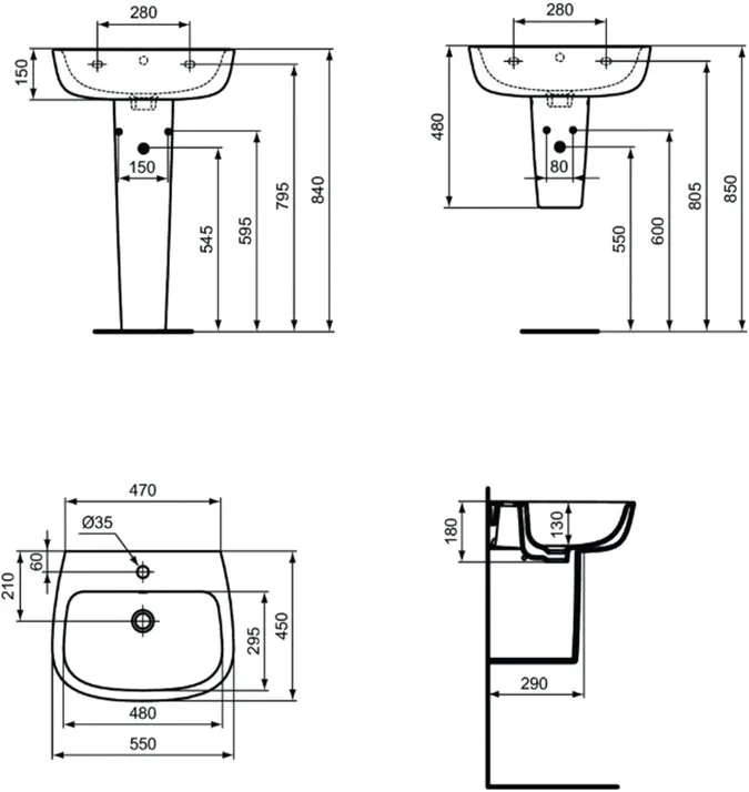 Раковина Ideal Standard Esedra T279901 55 см Sancos — официальный сайт