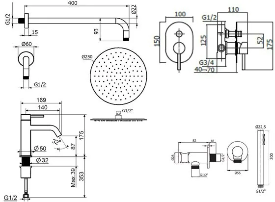 Комплект для ванной Plumberia Selection Ixo KITXO15CR53 С ВНУТРЕННЕЙ ЧАСТЬЮ, хром Sancos — официальный сайт