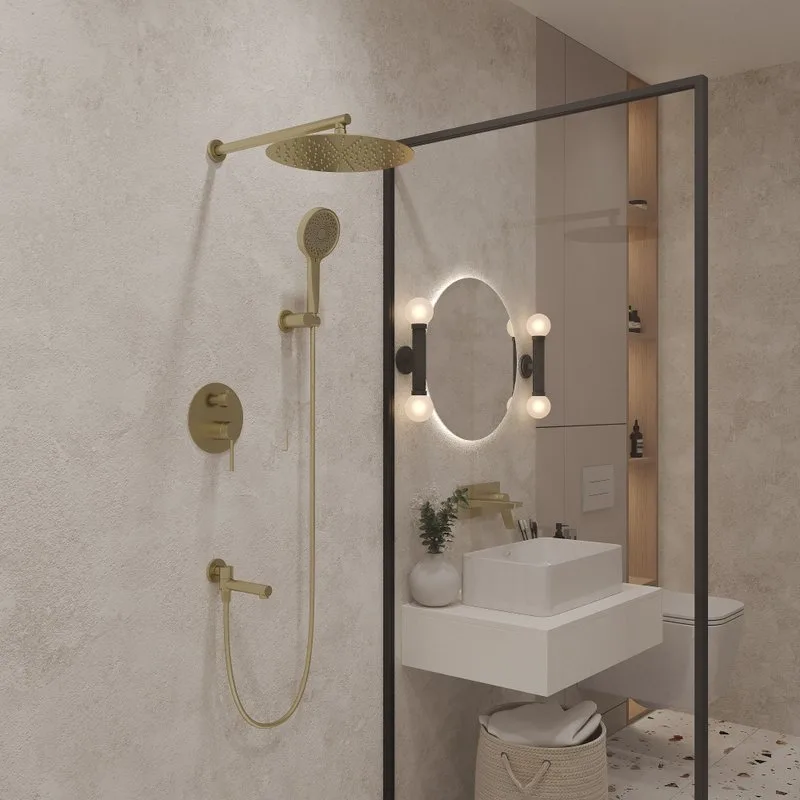 Душевой комплект Oliveeka D OL-939003-BG С ВНУТРЕННЕЙ ЧАСТЬЮ, золотой матовый Sancos — официальный сайт
