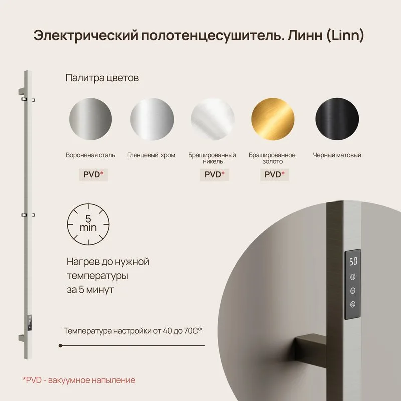 Полотенцесушитель электрический Sancos Linn 150x3 I-образный, брашированный никель, SC13002BN Sancos — официальный сайт