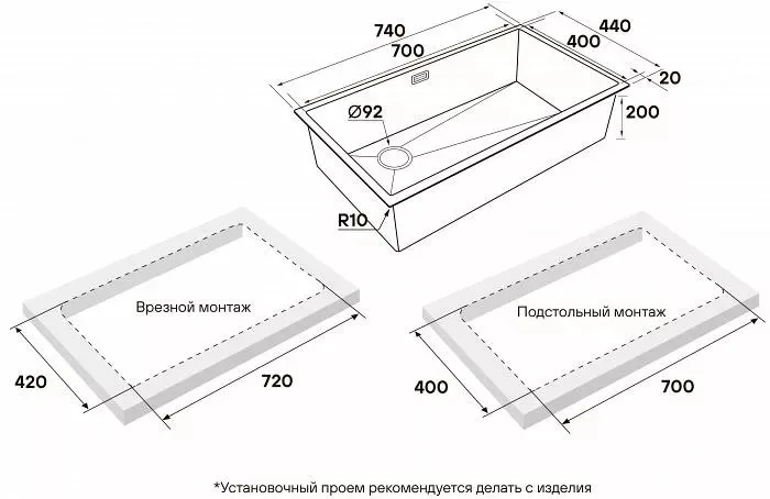 Мойка кухонная Paulmark NEXT-SKEW 74-L UNI PM887444-L-GM вороненая сталь Sancos — официальный сайт