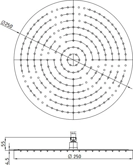 Верхний душ RGW Shower Panels SP-81-25 Sancos — официальный сайт