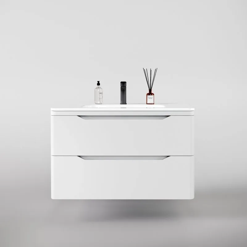 Тумба под раковину без столешницы Style Line Марелла 90 подвесная, антискрейтч, белая матовая