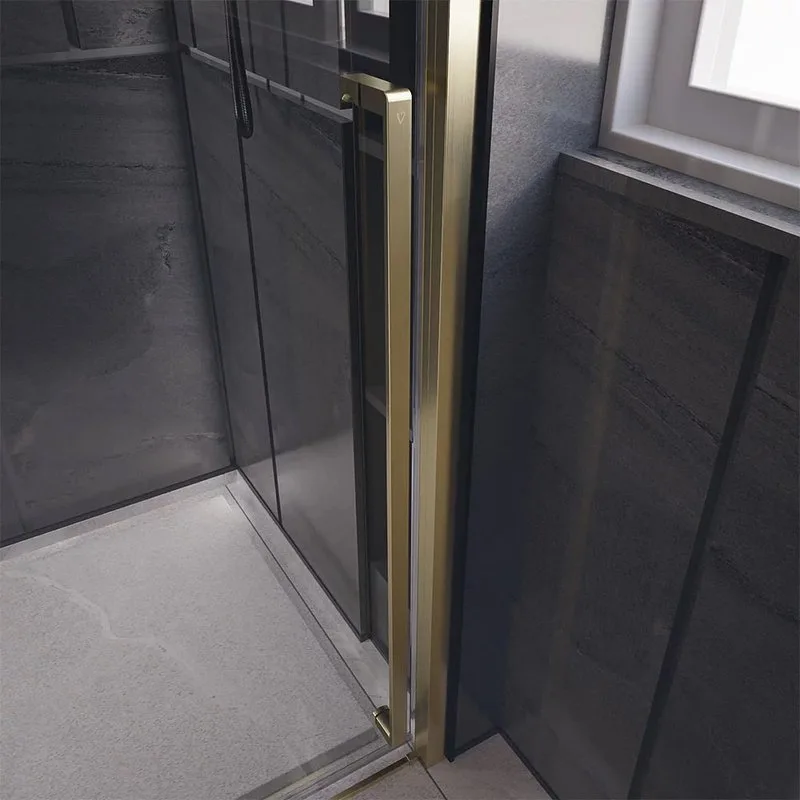 Дверь для душевого уголка Veconi Premium Trento PTD-30G 140 см, профиль брашированное золото, стекло Sancos — официальный сайт