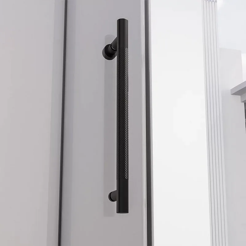 Душевая дверь в нишу Veconi Premium Alassio B 150x200, профиль матовый черный, стекло прозрачное Sancos — официальный сайт