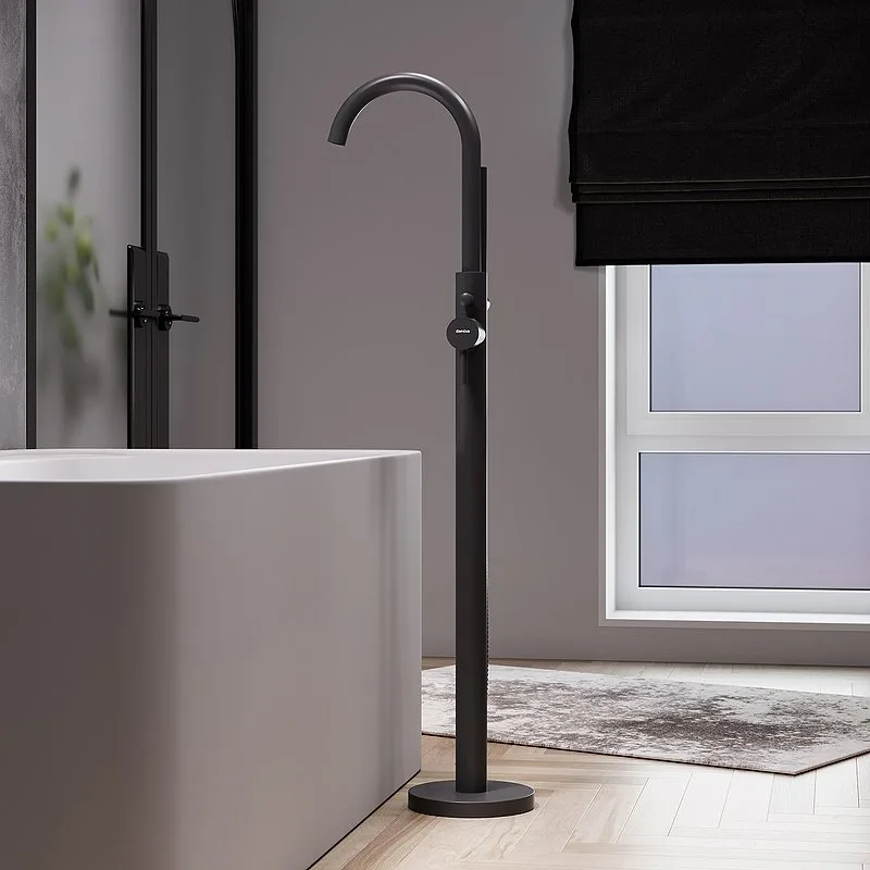 Напольный смеситель для ванны с душем Damixa Scandinavian Pure 365000300, матовый черный Sancos — официальный сайт