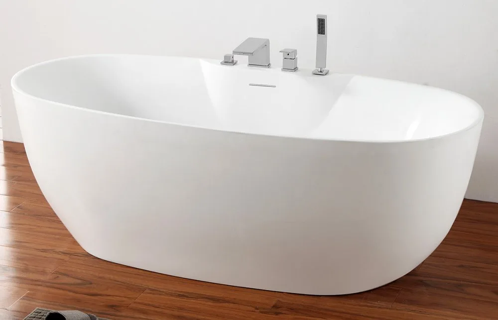Акриловая ванна Abber AB9323 170x80 см, отдельностоящая, белая, овальная, с каркасом, со сливом-пере Sancos — официальный сайт