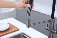 Смеситель для кухни Paulmark Nexus Diamond Nd613999-GM с гибким изливом,вороненая сталь Sancos — официальный сайт